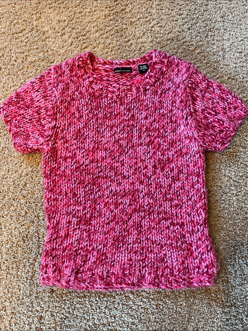 Moda International marbled Pink Short-Sleeve Knit Top
